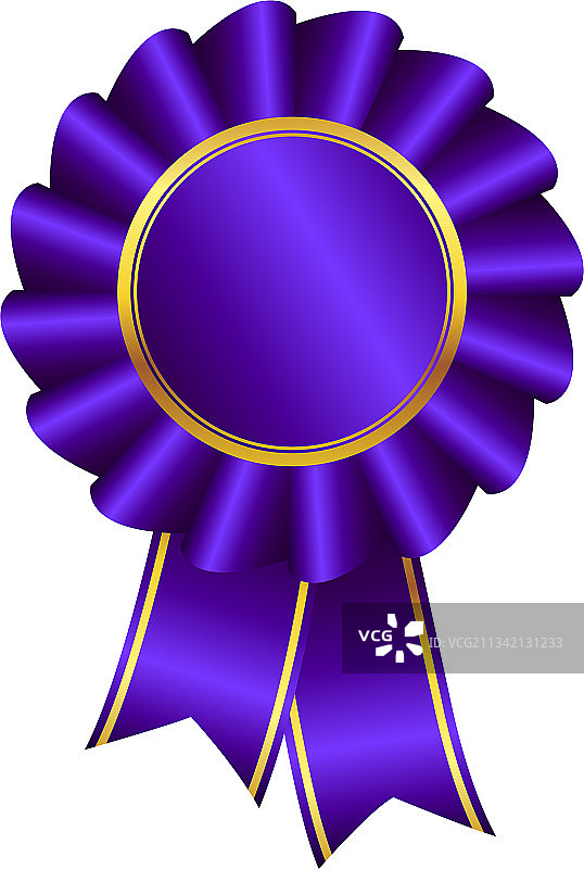 带有金色装饰的美丽紫色缎带奖图片素材