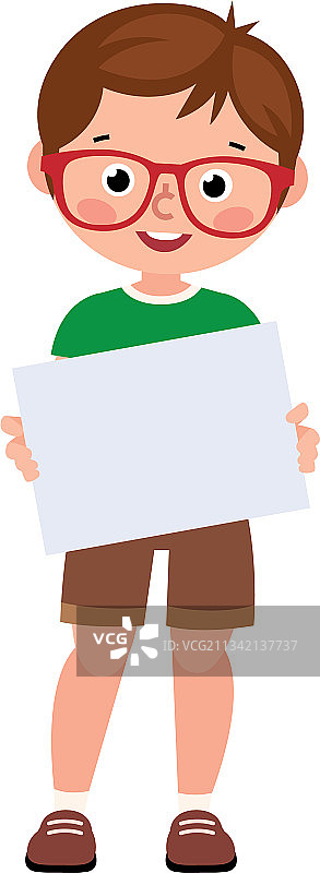 手持空白物的年幼男孩肖像图片素材