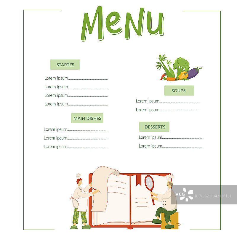 厨师在厨房看书查菜单图片素材