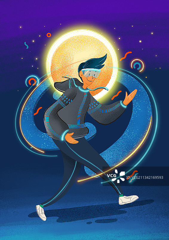 中秋夜跑图片素材