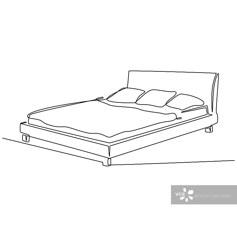 沙发床连续线条画图片素材