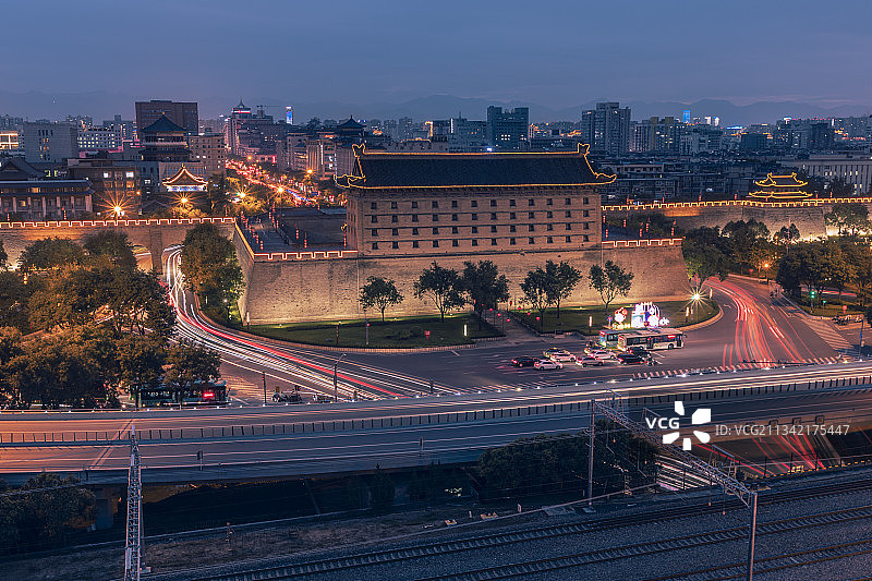 西安安远门夜景图片素材