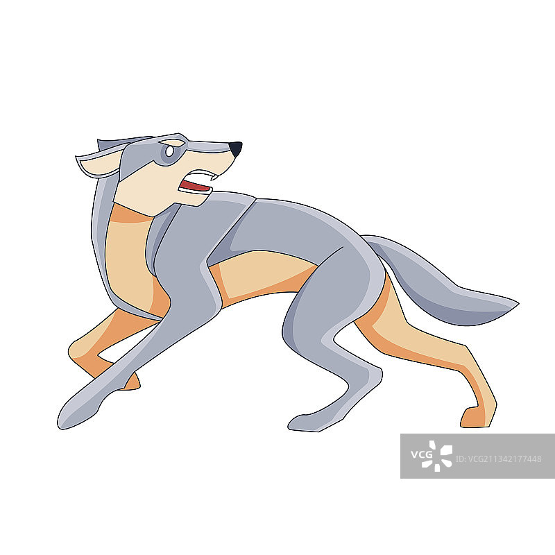 狼逃跑卡通形象，危险图片素材