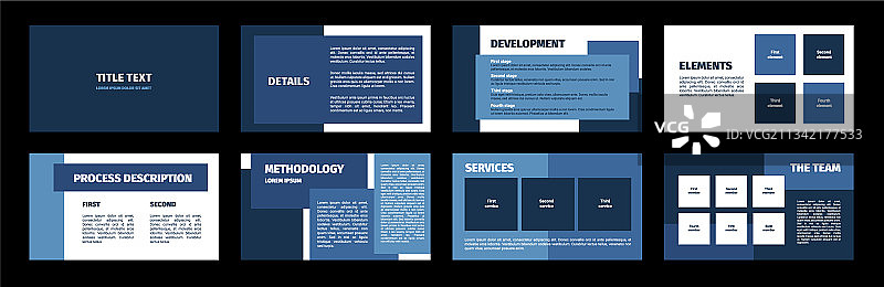 蓝色矩形扁平设计演示模板图片素材