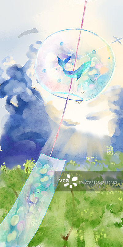 夏日里的光与风铃图片素材