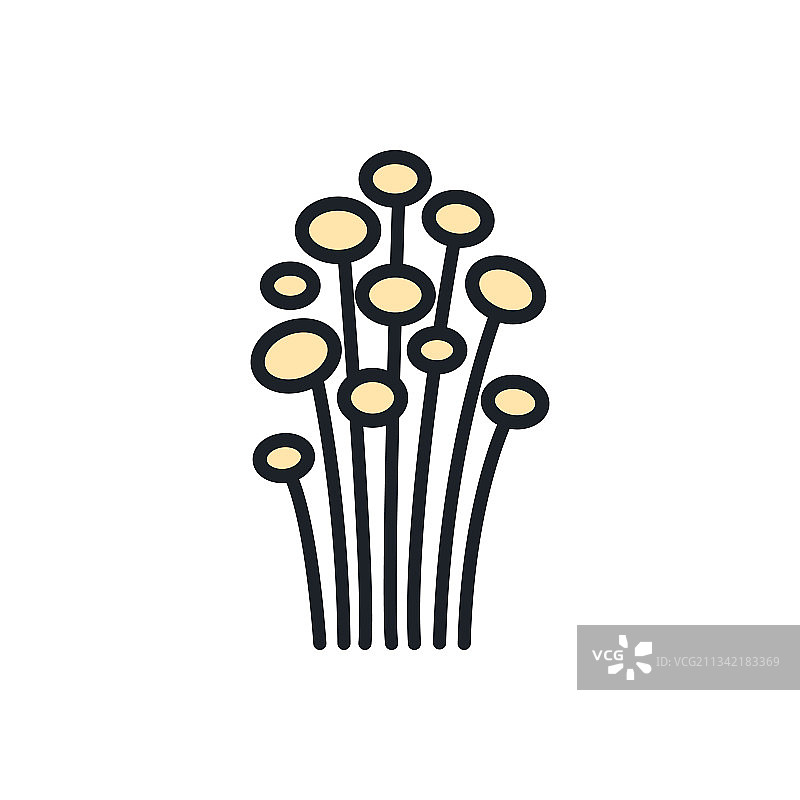 金针菇线性彩色图标图片素材