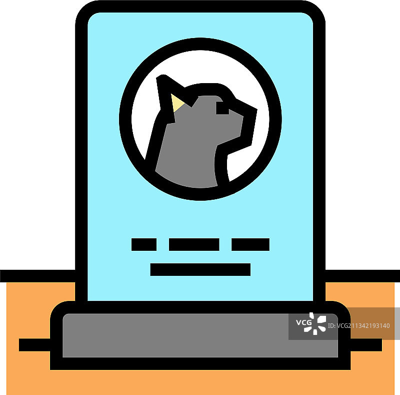 宠物猫纪念碑彩色图标图片素材