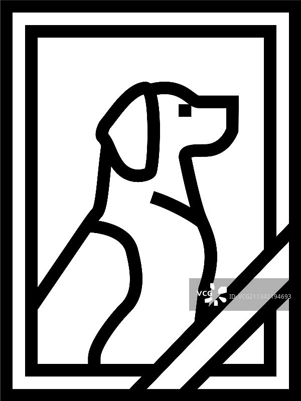 宠物狗死亡照片线性图标图片素材