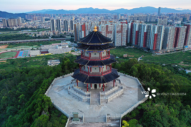 广东省惠州市惠阳区凤凰山凤凰阁航拍图片素材