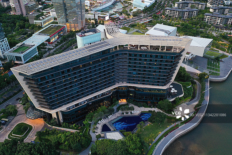广东省深圳市南山区蛇口地标招商局大厦海上世界航拍图片素材