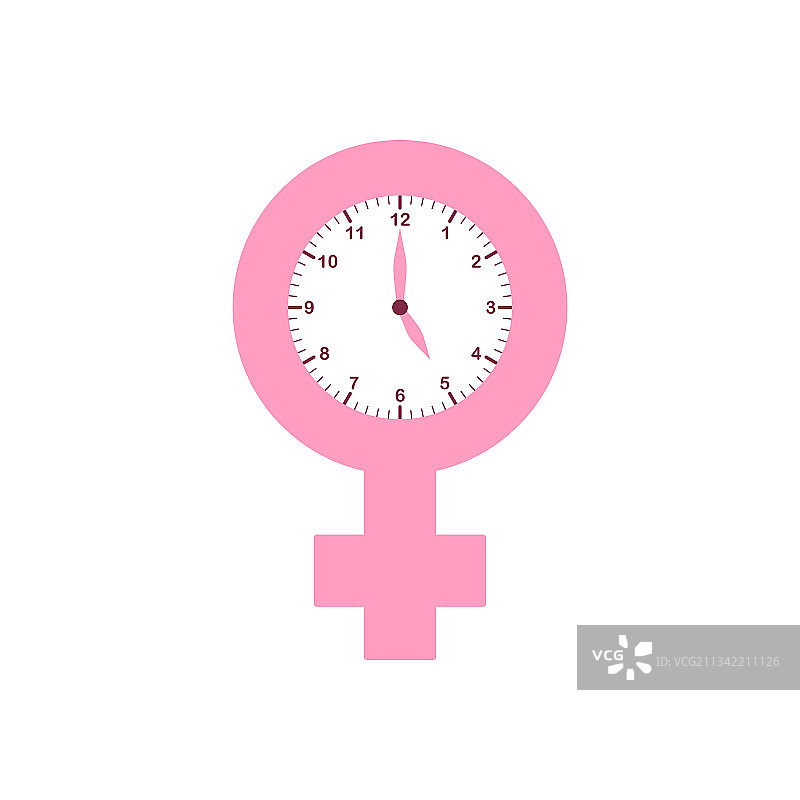 带有时钟符号的粉色更年期图标图片素材