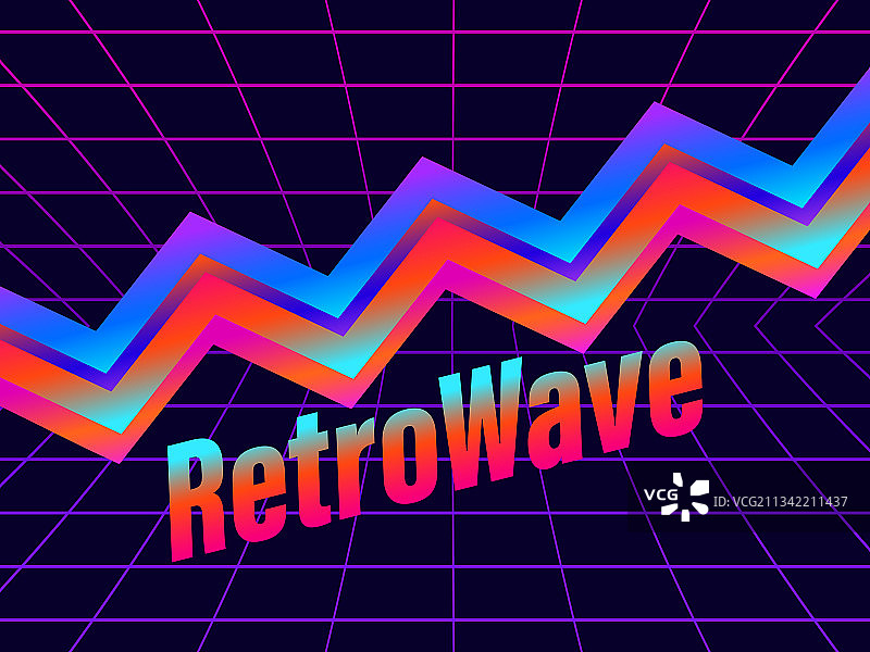 80年代复古潮流图案和合成器波风格激光图片素材