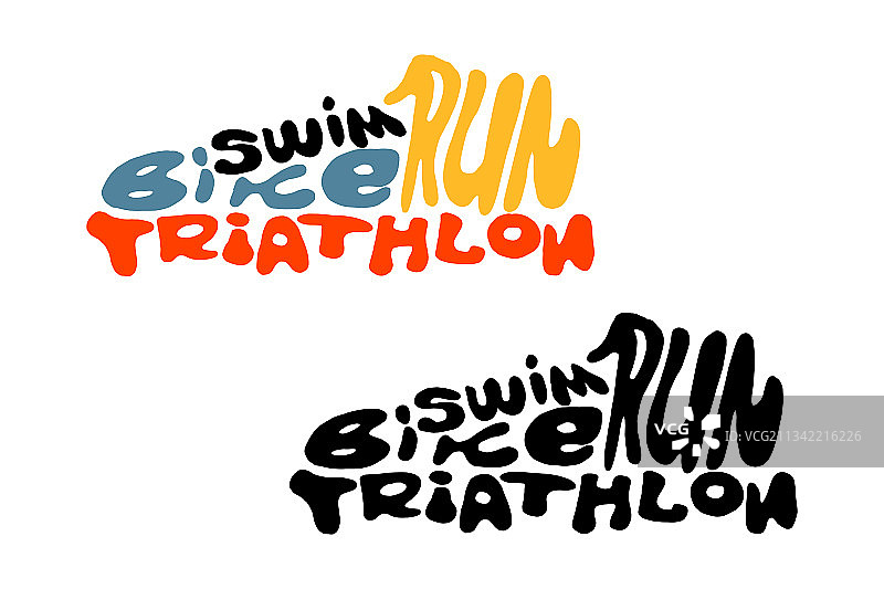 游泳自行车跑步彩色海报设计图片素材