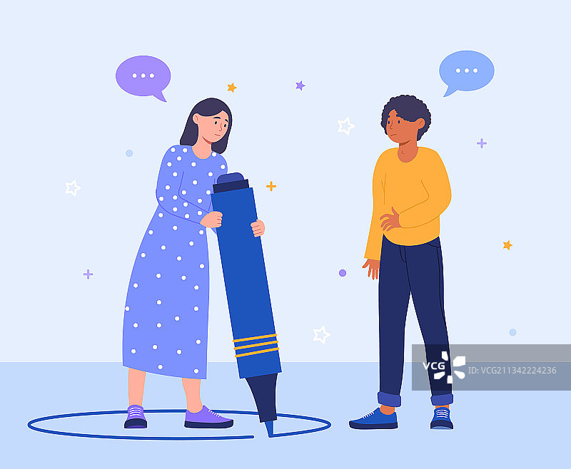 女人画线以创建个人界限图片素材