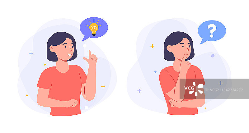 女人思考问题解决方法图片素材