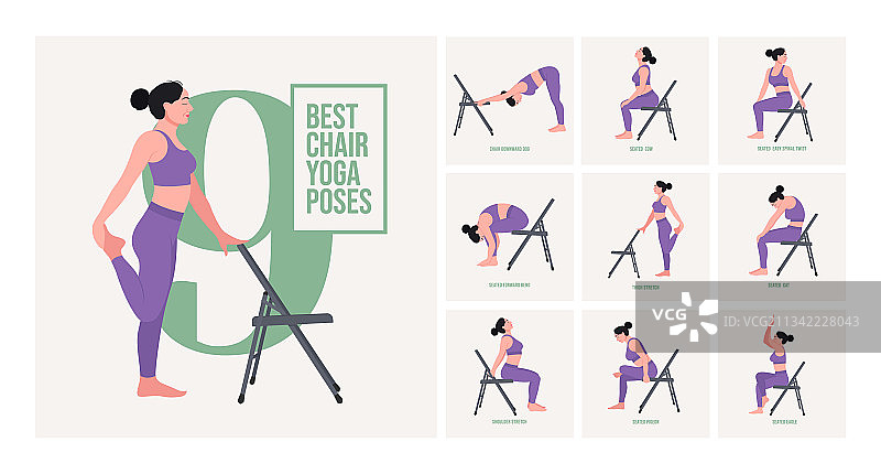 椅子瑜伽姿势图片素材