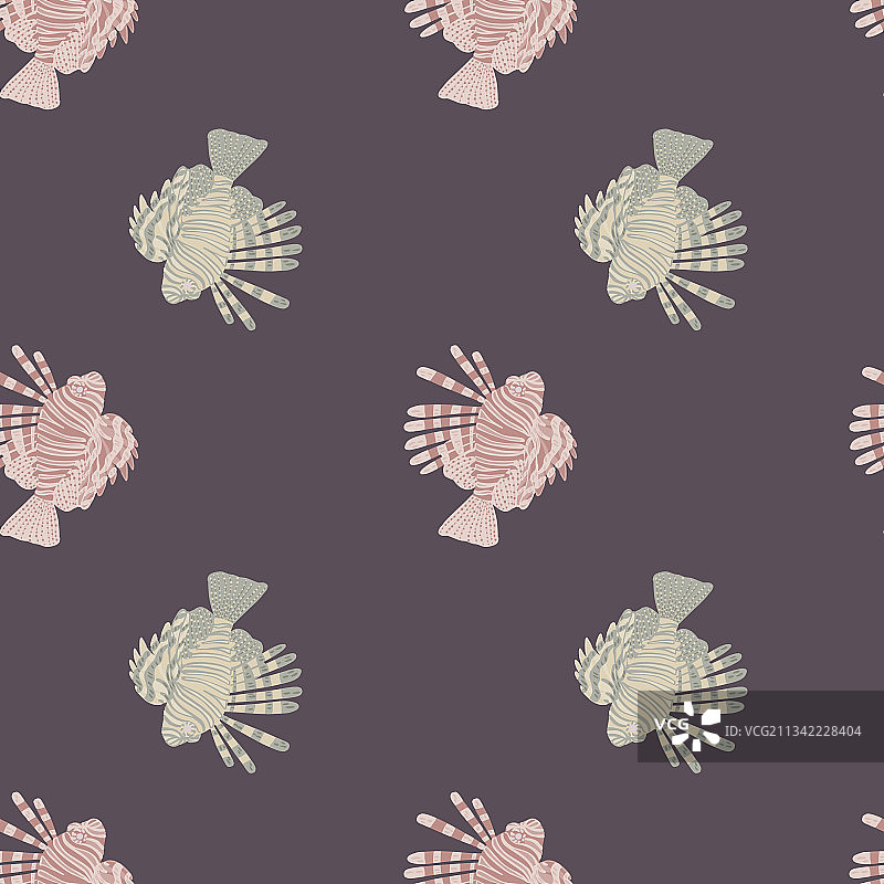 绿色和粉色狮子鱼元素无缝拼接图片素材