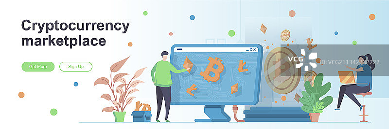 带有加密货币的市场着陆页图片素材