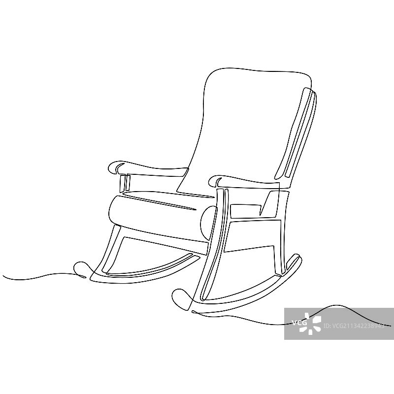 放松摇椅连续线条画图片素材