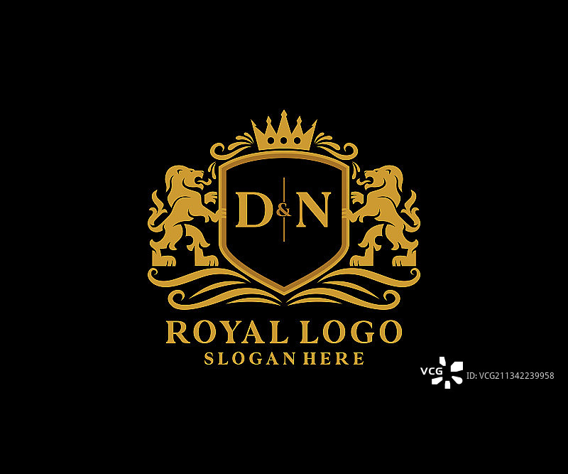 DN字母狮子皇家奢华logo模板图片素材