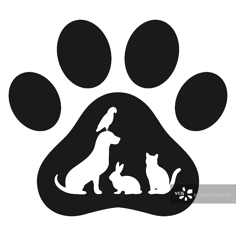 爪子中的宠物兽医标志剪影图片素材