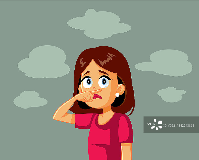 闻到难闻气味的女人图片素材