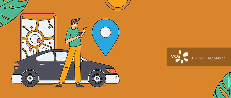 白领打车出行扁平矢量概念运营插画图片素材