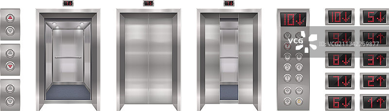 逼真的电梯门合集图片素材