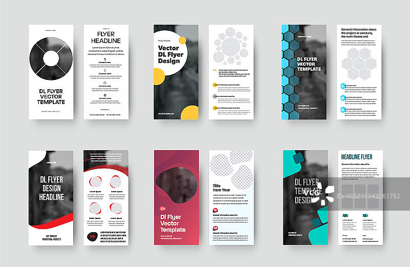 具有几何图形的DL宣传单演示模板图片素材