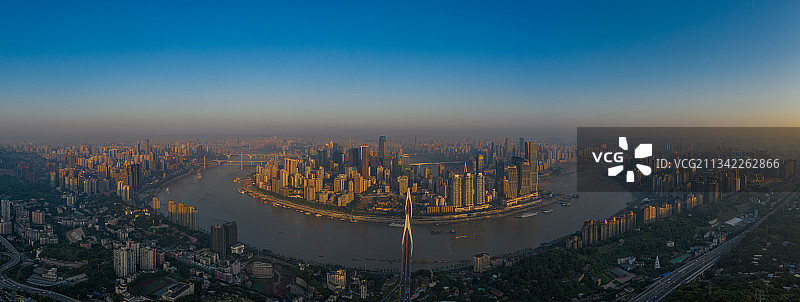 早晨航拍重庆都市全景图片素材