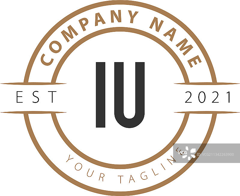 字母IU复古logo设计模板图片素材