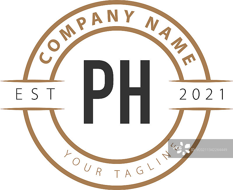 字母PH复古Logo设计模板图片素材