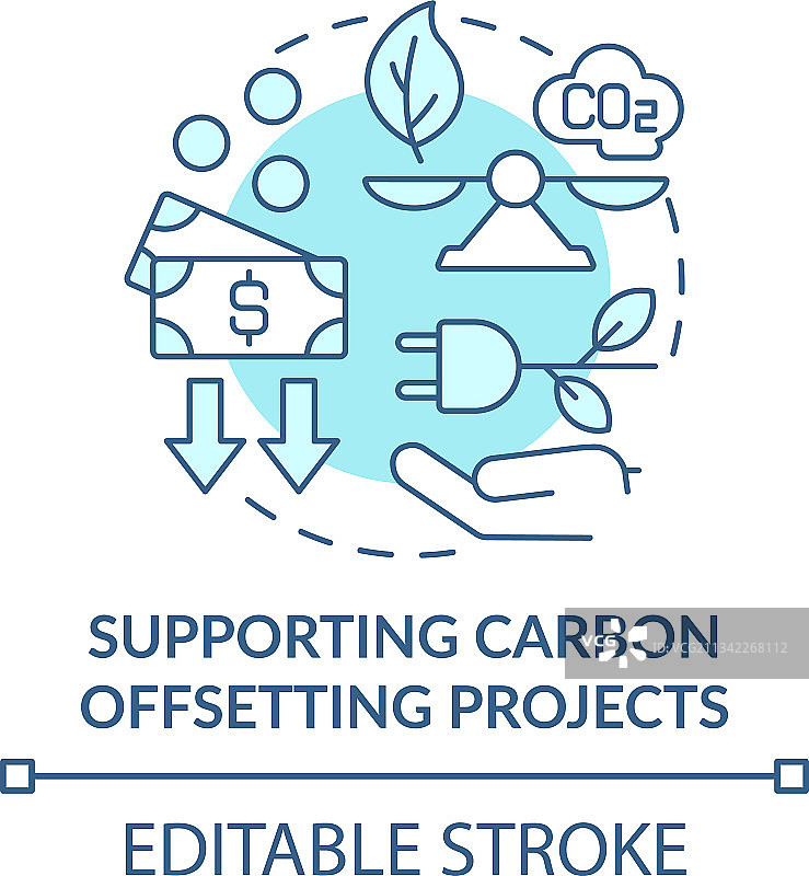 支持碳补偿项目概念图标图片素材