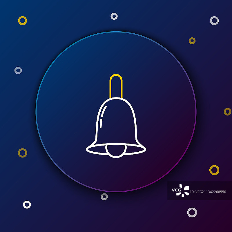 蓝色背景上的响铃线条图标图片素材