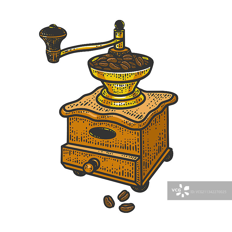 旧式咖啡研磨机素描图片素材