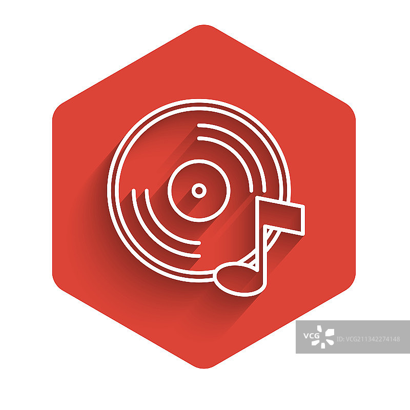 长阴影白色线条黑胶唱片图标图片素材