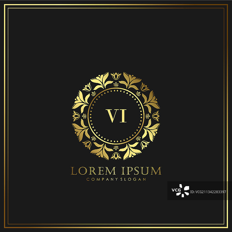 艺术风格VI字母奢华Logo模板图片素材