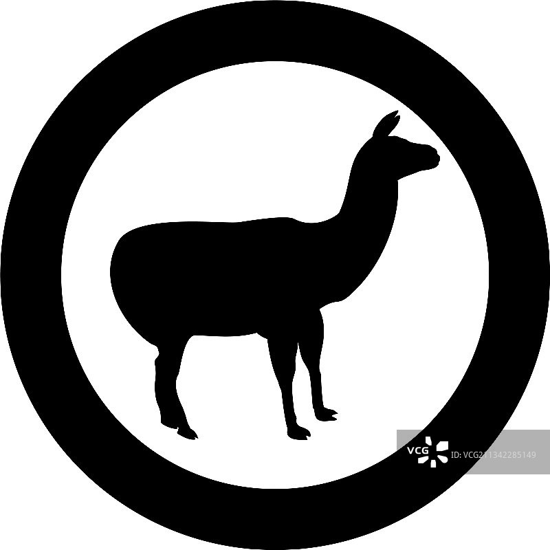 圆形羊驼剪影图片素材