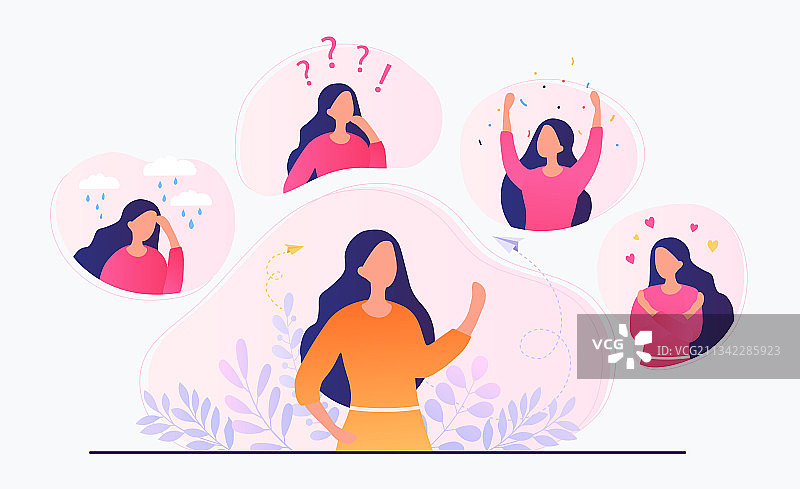 女性角色情绪变化图片素材