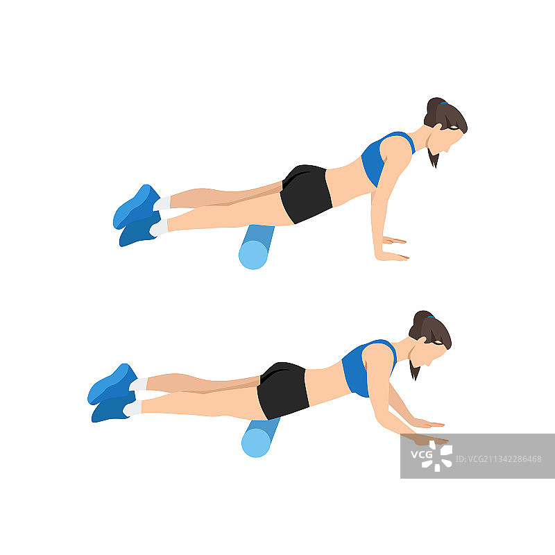 女人用泡沫轴伸展股四头肌图片素材