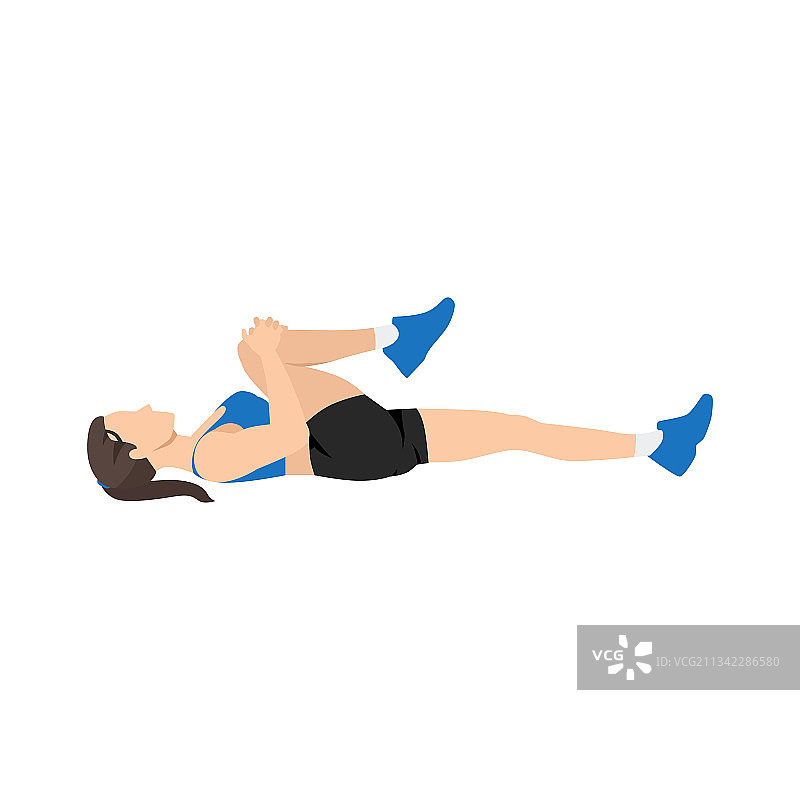 屈膝抱胸下背部拉伸图片素材