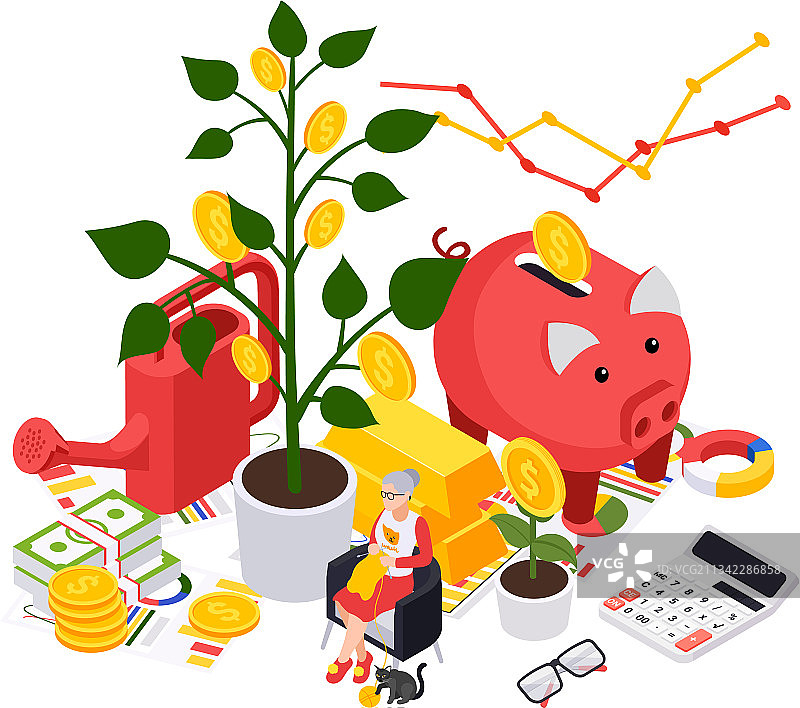 钱箱树组合图片素材