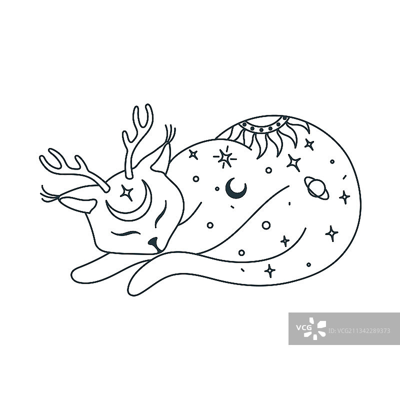 神秘星空猫咪轮廓图片素材