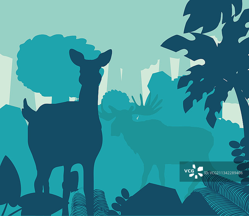 森林中的鹿轮廓图片素材