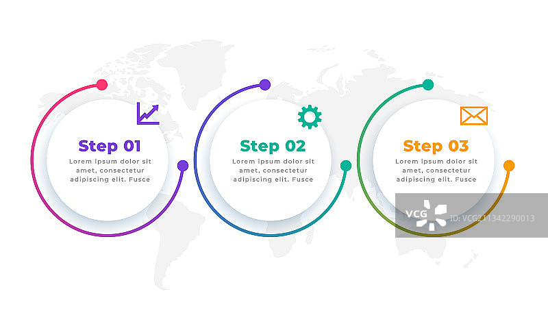 三步现代圆形信息图模板图片素材