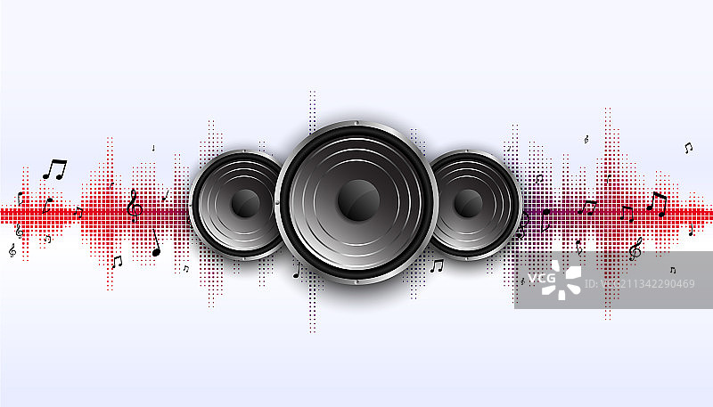 带波形均衡器频率的音乐扬声器图片素材