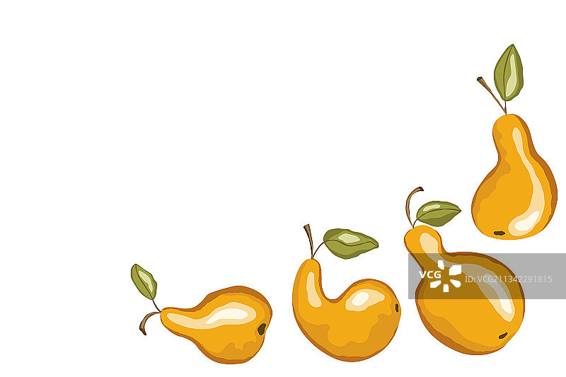 白色背景上的梨图标集图片素材