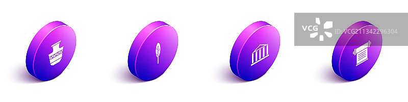 2.5D古代双耳瓶羽毛笔图片素材