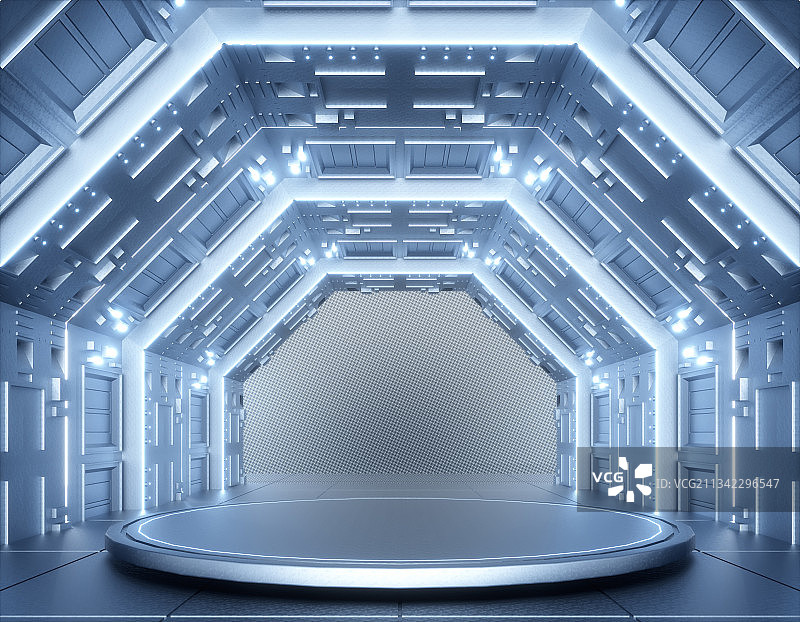 3D渲染的科幻灯光展台图片素材