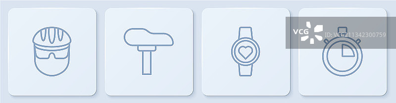 自行车头盔智能手表车座线条图标图片素材